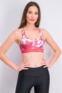 Womens Mid Crossback Lightly Padded Bra  Pink