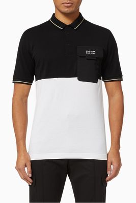 Polo Shirt in Colourblock Cotton Piqué and Jersey Polo Shirt in Colourblock Cotton Piqué and Jersey
