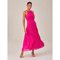 Women's Elegant Dress Rose Red Sleeveless Solid Color Ruffle Mismatched All Seasons Elegant Dress Wedding Party S M L