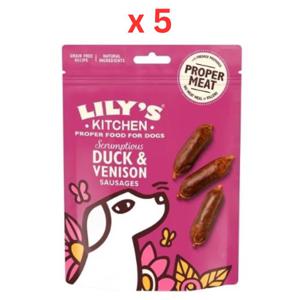 Lily's Kitchen Scrumptious Duck & Venison Sausages Dog Treats 70G Pack Of 5