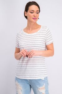 Womens Striped Short Sleeves T-Shirt  White
