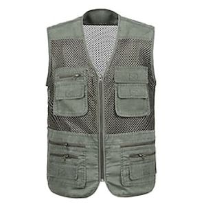 Men's Hunting Gilet Outdoor Multi-Pockets Breathable Wearable Comfortable Spring Summer Solid Colored Cotton Army Green Grey Beige Lightinthebox