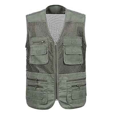 Men's Hunting Gilet Outdoor Multi-Pockets Breathable Wearable Comfortable Spring Summer Solid Colored Cotton Army Green Grey Beige Lightinthebox