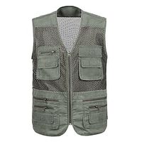 Men's Hunting Gilet Outdoor Multi-Pockets Breathable Wearable Comfortable Spring Summer Solid Colored Cotton Army Green Grey Beige Lightinthebox - thumbnail