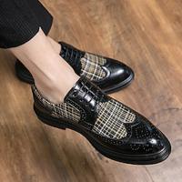 Men's Oxfords Brogue Dress Shoes Fashion Boots Walking Business British Gentleman Wedding Office Career Party Evening Nappa Leather Comfortable Lace-up Black / Yellow Black Burgundy Color Block Lightinthebox