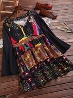 Ethnic Print Patchwork Women Blouses