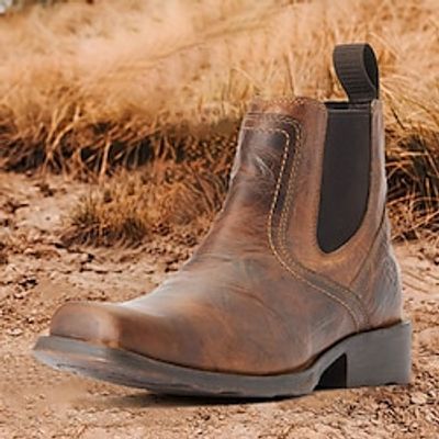 Men's Boots Cowboy Boots Chelsea Boots Retro Walking Casual British Daily PU Warm Wear Resistance Booties  Ankle Boots Loafer Yellow Fall Winter Lightinthebox