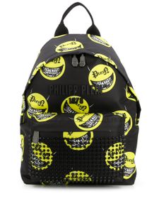 Philipp Plein smile print studded backpack - Black