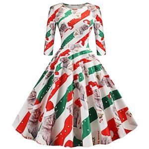 Santa Claus Christmas Dress Fancy Christmas Dress Women's 1950s Christmas Christmas New Year Christmas Eve Adults' Party Christmas New Year Eve Polyester Dress miniinthebox