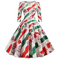Santa Claus Christmas Dress Fancy Christmas Dress Women's 1950s Christmas Christmas New Year Christmas Eve Adults' Party Christmas New Year Eve Polyester Dress miniinthebox - thumbnail