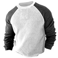 Men's Pullover Sweater Jumper Jumper Ribbed Knit Regular Knitted Color Block Crew Neck Modern Contemporary Work Daily Wear Clothing Apparel Raglan Sleeves Winter Black White M L XL Lightinthebox - thumbnail