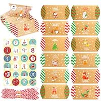24 Pack Empty Kraft Paper Jewelry Boxes with 24 Round Stickers and 20m Rope for Candy Wrapping Cake Gifts miniinthebox - thumbnail