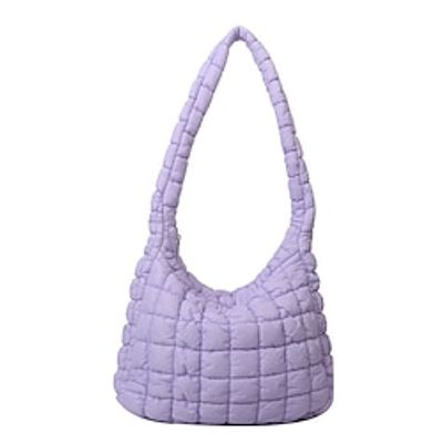 Women's Shoulder Bag Nylon Daily Zipper Large Capacity Foldable Lightweight Geometric Black White Purple miniinthebox