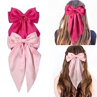 1PC Hair Bow Clips for Women Large Satin Hair Bows Long-Tail Alligator Clips Big Hair Bow Girls Hair Accessories Wedding Prom Party Charm Lightinthebox - thumbnail