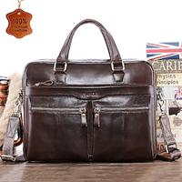 Men's Crossbody Bag Briefcase Messenger Bag Leather Cowhide Office Daily Zipper Large Capacity Durable Solid Color dark brown Red-brown Black Lightinthebox