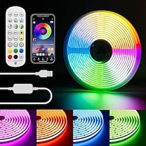 5V USB RGB COB LED Light Strip 1-3 Meters Color Changing Strip Light TV Backlight Multi-color Flexible Cabinet Bottom BeltMusic APP Controller Suitable for Bedroom Kitchen Home DIY Lighting miniinthebox