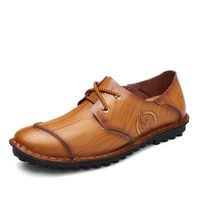 Men Vintage Hand Stitching Special pattern Cap-toes Flat Casual Leather Shoes
