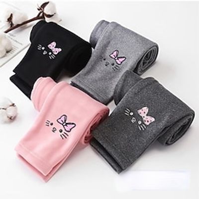 Kids Girls' Leggings Animal Active School 7-13 Years Spring YM fleece leggings-pink YM fleece pants-bear black YM fleece pants-bear light gray Lightinthebox