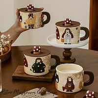 Vintage Mushroom Girl Cute Cup Mug, Creative Ceramic Cup, Office Water Cup, Coffee Cup, Breakfast Cup Milk Cup, Christmas Xmas Gift miniinthebox - thumbnail