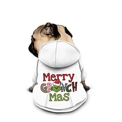 Dog Matching Christmas Dog Hoodie 3D Printed Clothing Grinch Dog Cat Pet Pouch Hoodie Graphic Quotes  Sayings Fashion Casual Outdoor Casual Daily Dog Clothes Puppy Clothes Dog Outfits Waterproof White Costume for Girl and Boy Dog Polyster XXL Lightinthebox