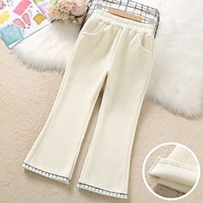 Kids Girls' Trousers Solid Color Active Pocket School 7-13 Years Spring Black White Lightinthebox