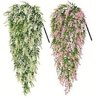 2pcs Fake Hanging Flower, Artificial Lavender Bouquet Vine Hanging Plants Fake Ivy Vine Leaves For Patio Home Bedroom Wedding Indoor Outdoor Wall Decor, Home Decor, Aesthetic Room Decor Lightinthebox - thumbnail