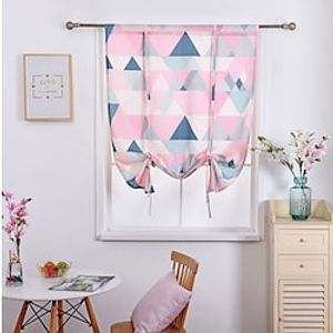 1 Panel Tie Up Curtain Geometric Pattern Adjustable Tie Up Curtain Valance Rod Pocket for Kitchen Windows Lightinthebox