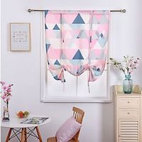 1 Panel Tie Up Curtain Geometric Pattern Adjustable Tie Up Curtain Valance Rod Pocket for Kitchen Windows Lightinthebox - thumbnail