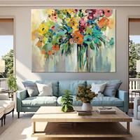 Handmade Oil Painting Canvas Wall Art Decoration Modern Abstract Flowers Plants for Living Room Home Decor Rolled Frameless Unstretched Painting Lightinthebox