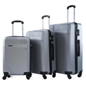 PARA JOHN Lightweight 3-Pieces ABS Hard side Travel Luggage Trolley Bag Set with Lock for men / women / unisex Hard shell strong SILVER