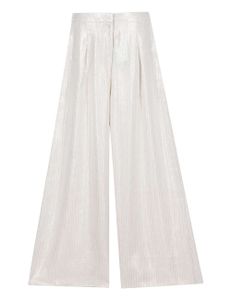Lurex Striped Wide Leg Trousers - White / Silver Lurex Striped Wide Leg Trousers - White / Silver