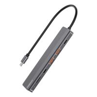 Powerology 6-in-1 Slim 4K HDMI USB-C Hub 10Gbps Data Transfer & 100W PD - thumbnail
