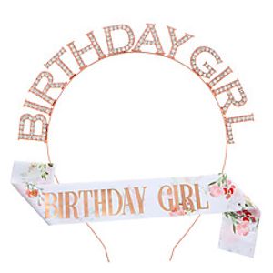 1 Piece Alloy Rhinestone Birthday Headband Shoulder Strap Set BIRTHDAY GIRL Birthday Girl Crown Etiquette Belt Lightinthebox
