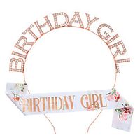 1 Piece Alloy Rhinestone Birthday Headband Shoulder Strap Set BIRTHDAY GIRL Birthday Girl Crown Etiquette Belt Lightinthebox - thumbnail