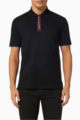 Selvedge Logo Tape Polo in Cotton Piqué Selvedge Logo Tape Polo in Cotton Piqué