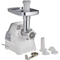 Kenwood Meat Grinder 2100W, Meat Mincer With Kibbeh Maker, Sausage Maker, Biscuit Attachment, Feed Tube Pusher, 3 Stainless Steel Screens for Fine, Medium & Coarse Results, White - MGP40.000WH