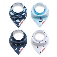 Eazy Kids Bandana Bibs Set Of 4 - Organic Cotton - Anchor Ships EZ_BD4_ANSH