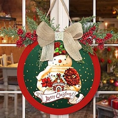 Christmas Wood Wall Sign, Wooden Pattern Round Plaque Sign Wall Decor Accessories, For Home Decor Room Decor Household Item Lightinthebox