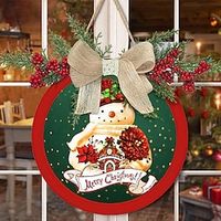 Christmas Wood Wall Sign, Wooden Pattern Round Plaque Sign Wall Decor Accessories, For Home Decor Room Decor Household Item Lightinthebox - thumbnail