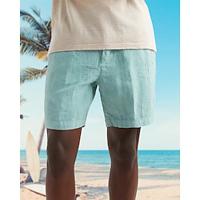 Men's Linen Shorts Summer Shorts Beach Shorts Pocket Drawstring Elastic Waist Plain Comfort Breathable Short Holiday Vacation Beach Cotton Blend Hawaiian Boho Light Blue Lightinthebox