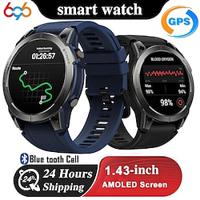 696 Stratos3pro Smart Watch 1.43 inch Smartwatch Fitness Running Watch Bluetooth Pedometer Call Reminder Sleep Tracker Compatible with Android iOS Men GPS Hands-Free Calls Message Reminder IP 67 46mm Lightinthebox