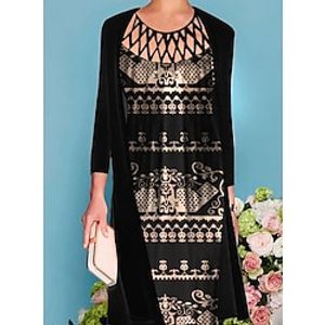 Women's A Line Dress Knee Length Dress Black 34 Length Sleeve Print Print Spring Summer Crew Neck Casual 2022 S M L XL XXL 3XL 4XL 5XL Lightinthebox