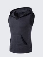 Mens Fashion Summer Sleeveless Vest Hooded Sport Cotton Tank Tops