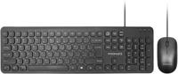 Promate Wired Keyboard and Mouse Combo, Ergonomic Ultra-Slim Full-Size 106-Keys Quiet Keyboard with 1200 DPI Ambidextrous Mouse, Angled Kickstand and Volume Control Keys, Combo-KM2 English