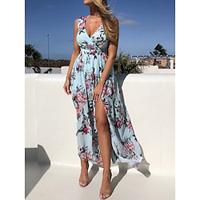 Women's Casual Dress Swing Dress Floral Split Print V Neck Long Dress Maxi Dress Streetwear A Line Street Holiday Sleeveless Summer Lightinthebox