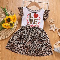 Kids Little Girls' Dress Leopard Print Brown Knee-length Sleeveless Active Dresses Summer Regular Fit 2-6 Years miniinthebox - thumbnail