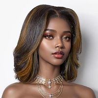 13x4 Bob Wig Human Hair Lace Front Wigs for Black Women Lace Brown Blonde Highlights Wigs Pre Plucked 200% Density Glueless Wigs Human Hair Loose Body Wave Short Bob Wig Brazilian Lightinthebox