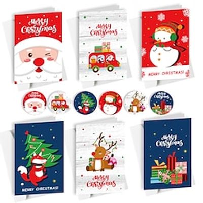 Christmas Card Gift Card Kraft Christmas Message Card Sticker Envelope Holiday Greeting Card (1 Contains 6 Folding Cards 6 Envelopes 6 Stickers) miniinthebox