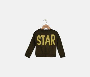 Baby Girls Star Print Sweater  Olive/Yellow
