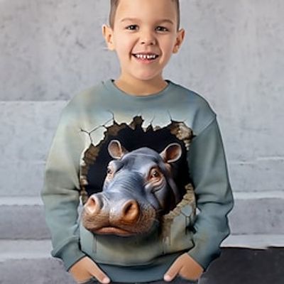 Boys 3D Animal Sweatshirt Pullover Long Sleeve 3D Print Spring Fall Fashion Streetwear Cool Polyester Kids 3-12 Years Crew Neck Outdoor Casual Daily Regular Fit Lightinthebox